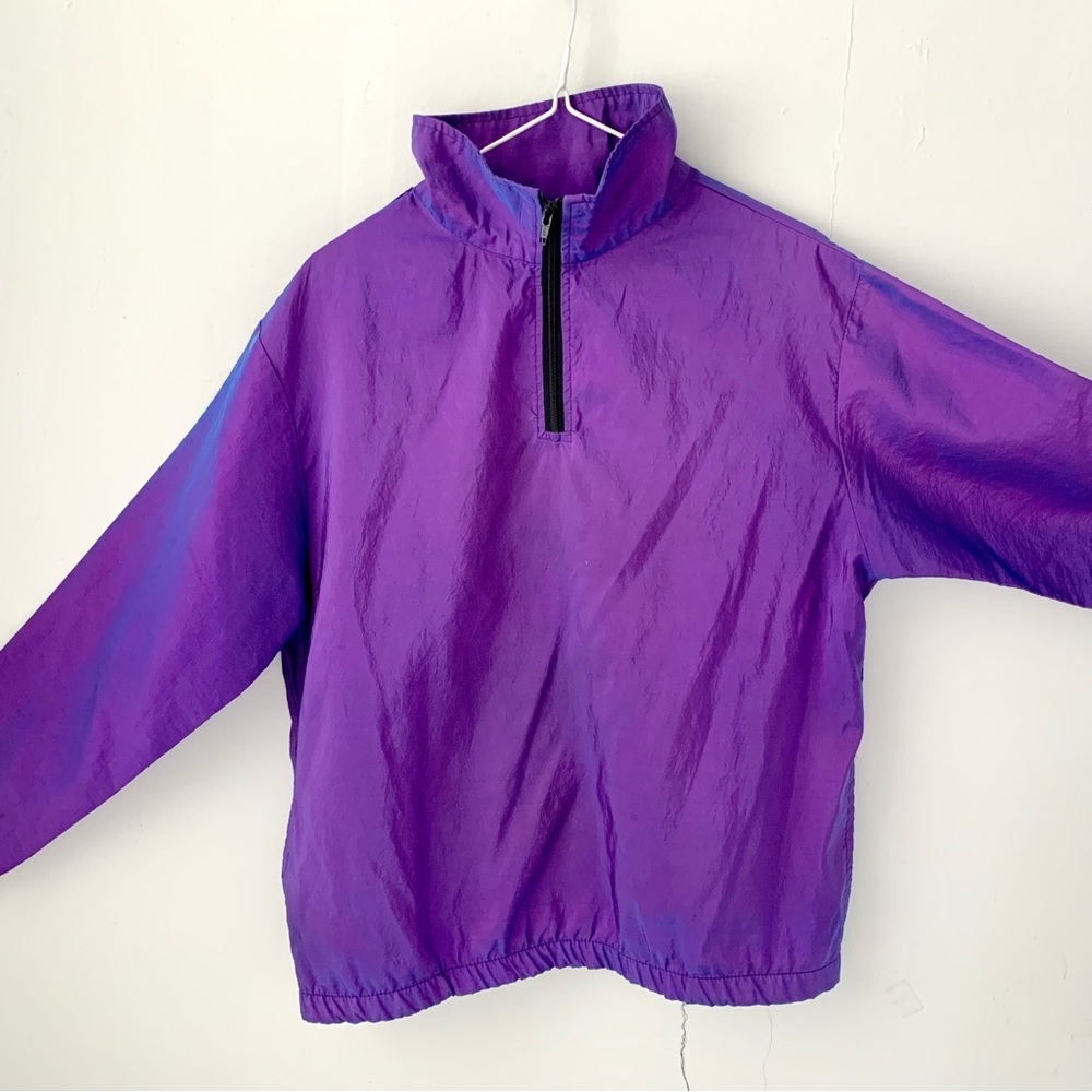 Vintage 1990s iridescent pop-over windbreaker jacket